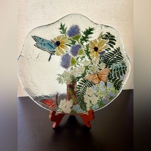 Peggy Karr signed butterflies and flowers bowl. 2001